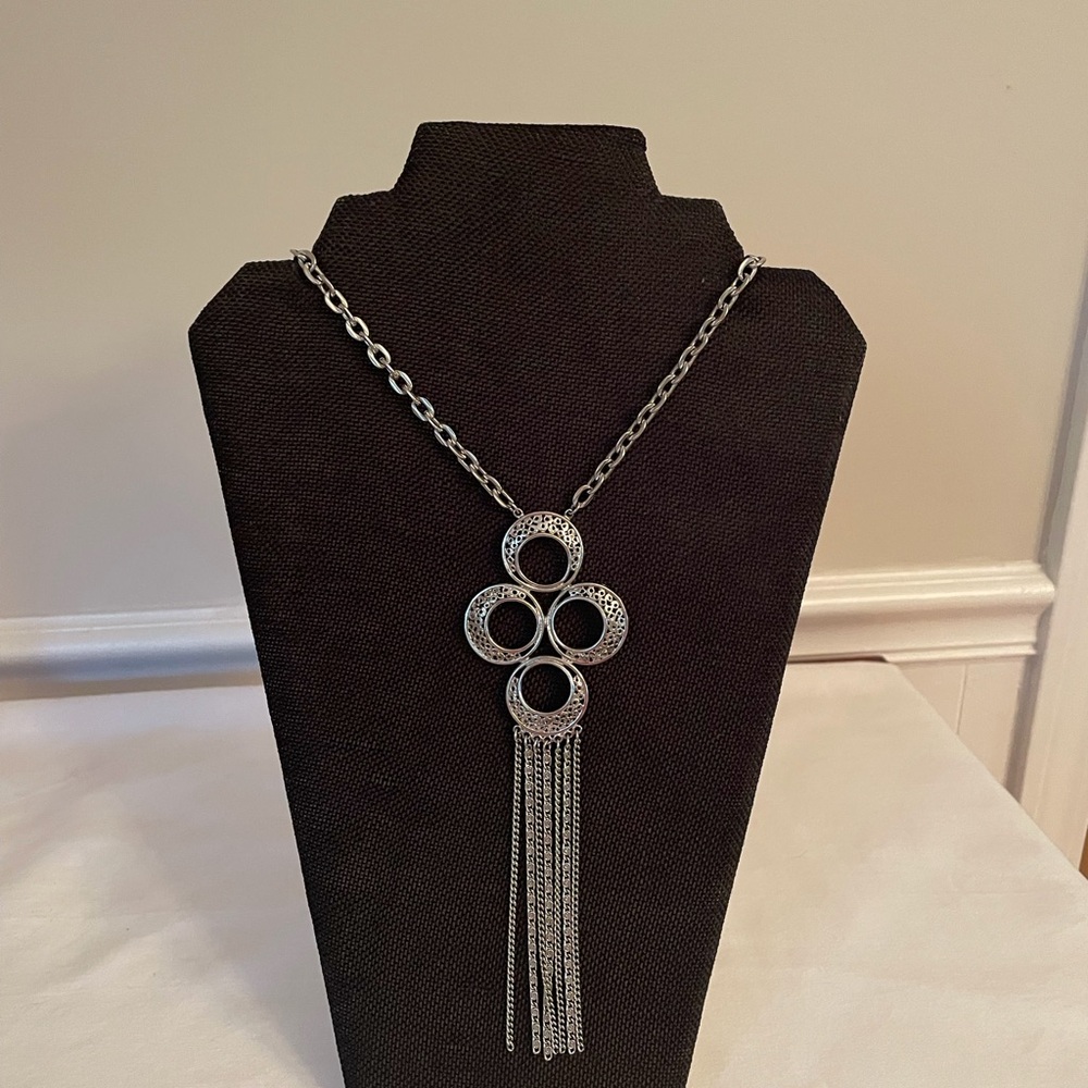 Vintage 70s long silver chain necklace